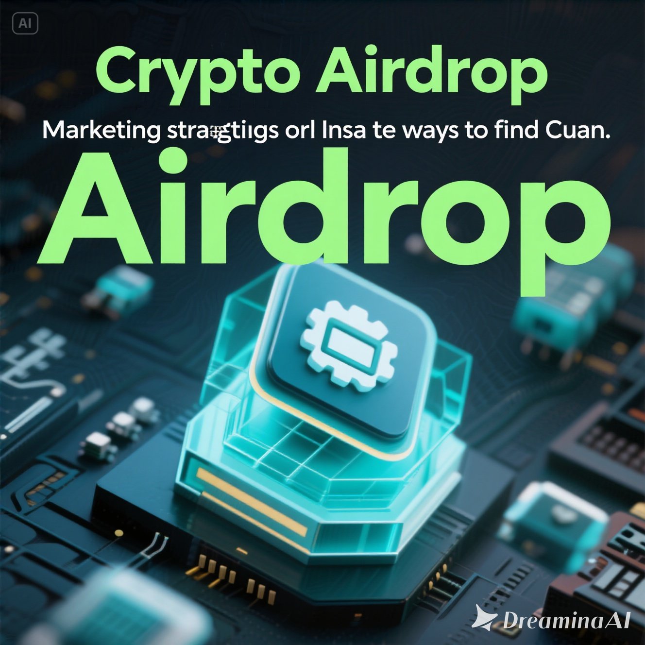 lustrasi digital menampilkan tangan menerima koin kripto dari udara dengan simbol blockchain dan token, melambangkan airdrop crypto sebagai strategi marketing dan peluang cuan.