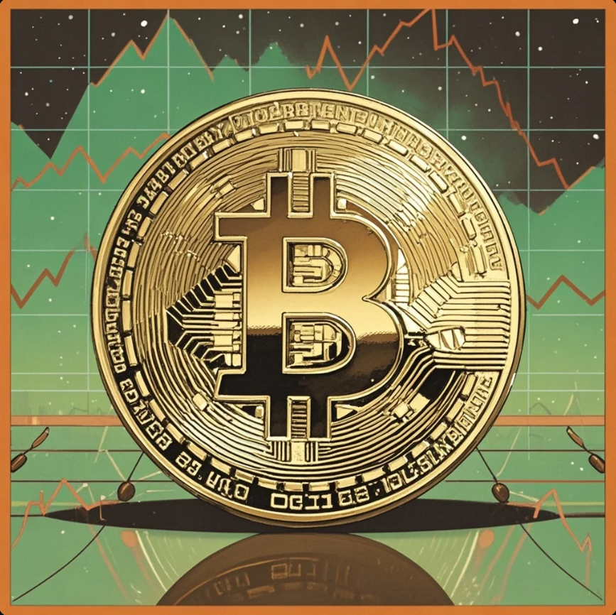 Ilustrasi grafik harga crypto dengan setoran rutin yang stabil